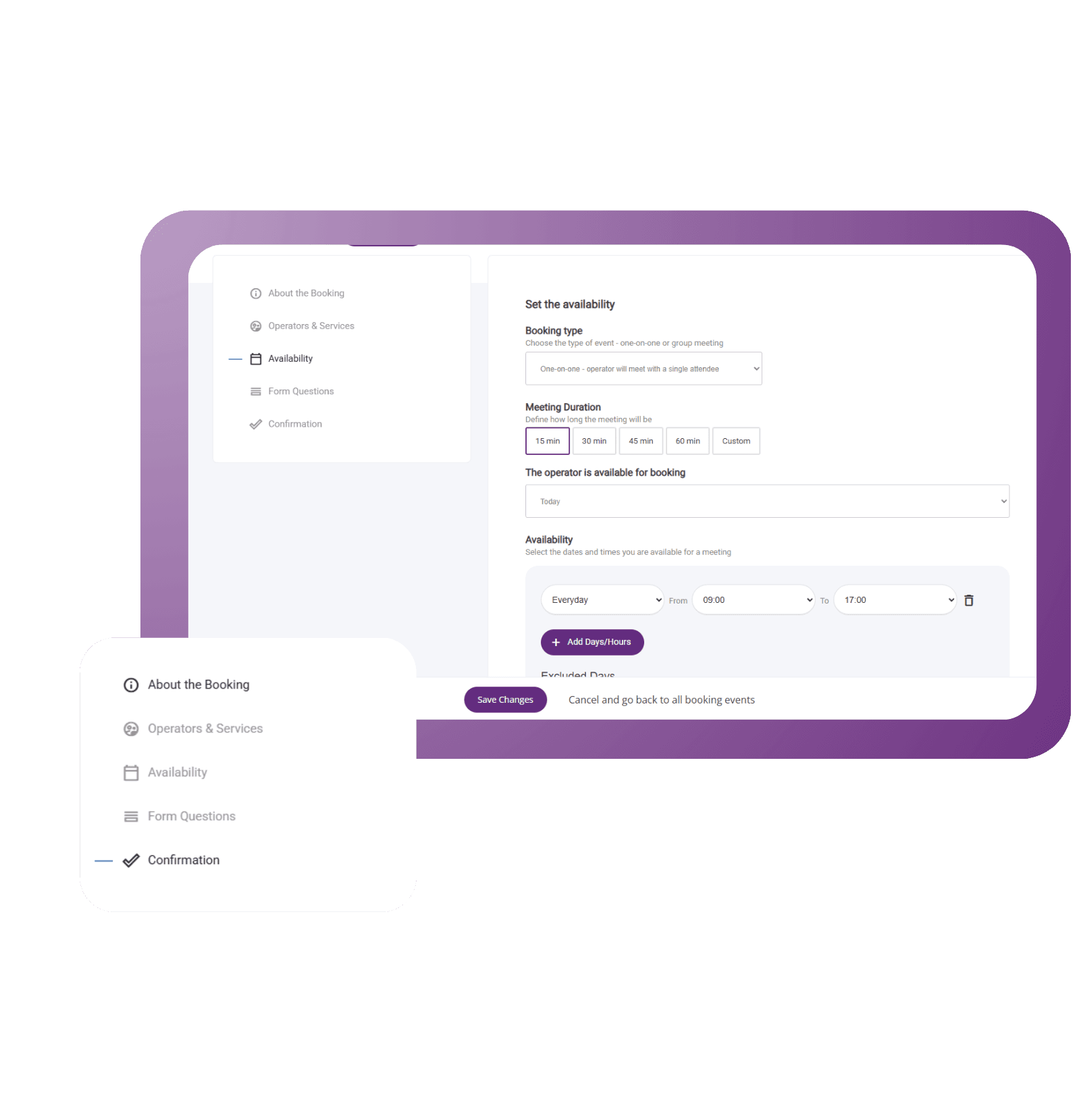 Booking Builder Interface